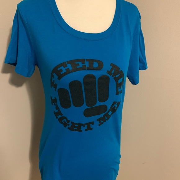 FEED ME 👊🏻 FIGHT ME Blue T-shirt - Picture 3 of 5
